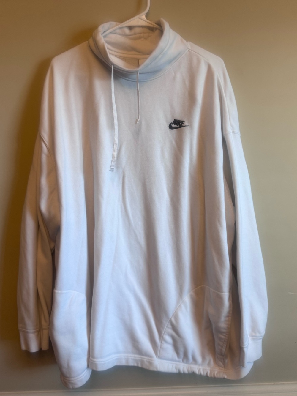Nike Men’s White Turtleneck Pullover with Drawstring